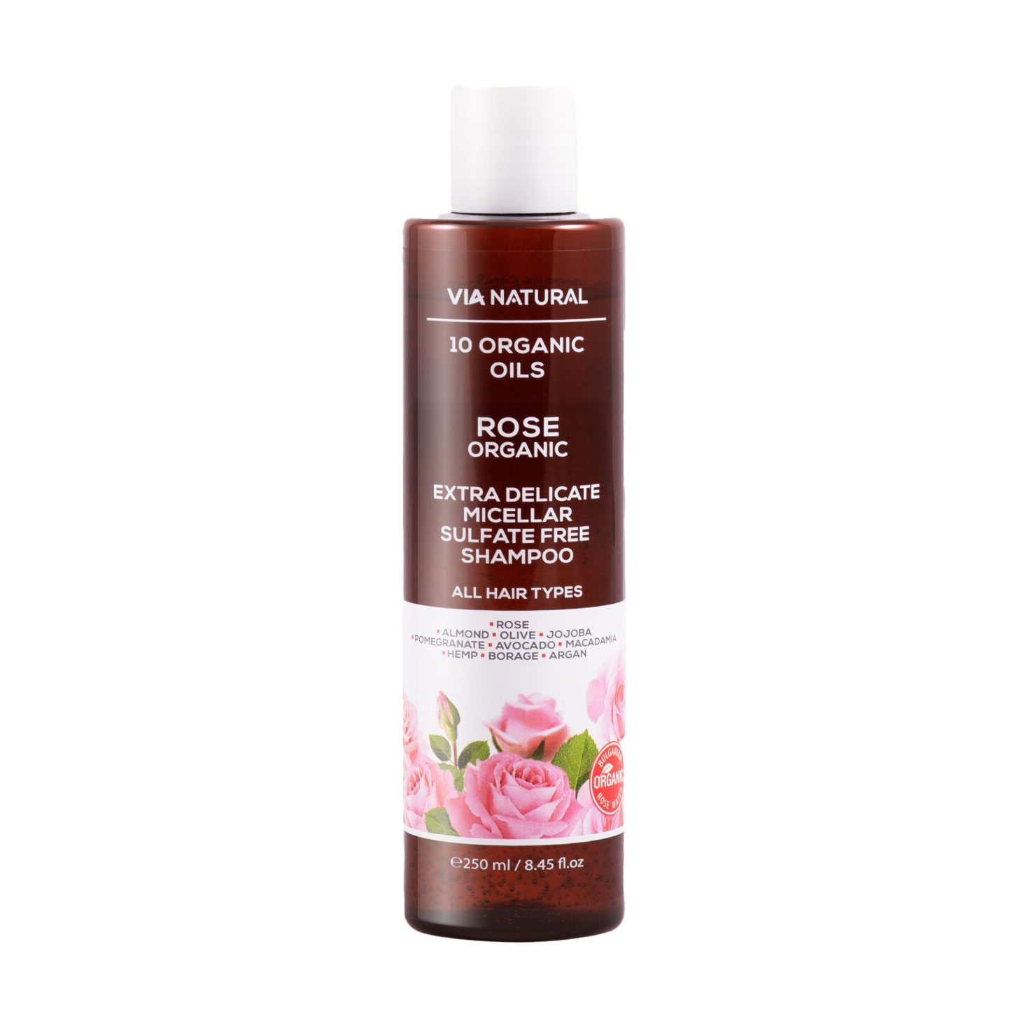 Міцелярний шампунь для волосся BioFresh Via Natural Rose Organic Extra Delicate Micellar Sulfate Free Shampoo, 250 мл